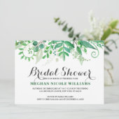 Invitation Green Watercolor Feuille nuptiale douche Invitatio (Debout devant)
