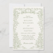 Invitation Green Watercolor Garden art Gate Wedding (Devant)