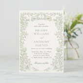 Invitation Green Watercolor Garden art Gate Wedding (Debout devant)
