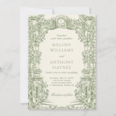 Invitation Green Watercolor Garden art Gate Wedding (Devant)