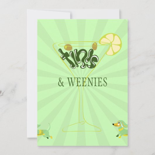 Invitation Green Weenies & Tinis Funny Martini fête d'anniver (Dos)