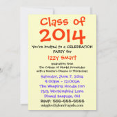 Invitation Green Weenii "J'Y Ai Fait Ça !"Invitation de diplô (Dos)