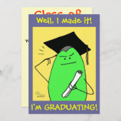 Invitation Green Weenii "J'Y Ai Fait Ça !"Invitation de diplô (Devant / Derrière)