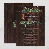 Invitation Green Western Boots & Bling Bachelorette Party (Devant / Derrière)