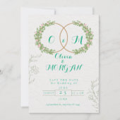 Invitation Green & White Botanical Wedding Invite (Devant)