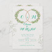 Invitation Green & White Botanical Wedding Invite (Devant / Derrière)