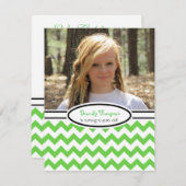 Invitation Green & White Chevron : Image:Invitation de la fêt (Devant / Derrière)