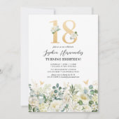 Invitation Green & White Floral 18e fête d'anniversaire (Devant)