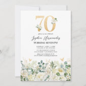 Invitation Green & White Floral 70e fête d'anniversaire (Devant)