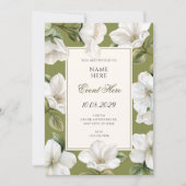 Invitation Green white Floral elegant  (Devant)