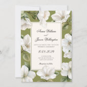 Invitation Green white Floral elegant wedding (Devant)
