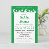 Invitation Green White Grad Party Gras Graduation (Debout devant)
