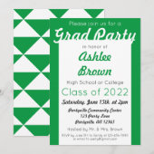 Invitation Green White Grad Party Gras Graduation (Devant / Derrière)