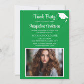 Invitation Green White Graduation Cap Trunk Party Photo I (Devant)