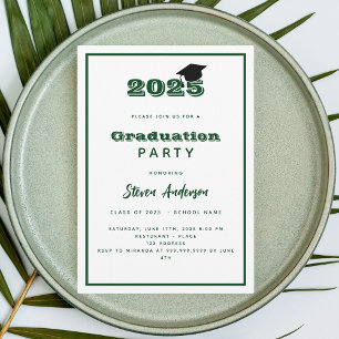 Invitation Green white Graduation Party 2025