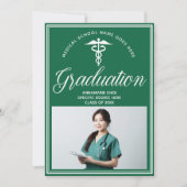 Invitation Green White Médicale School Photo Party (Devant)