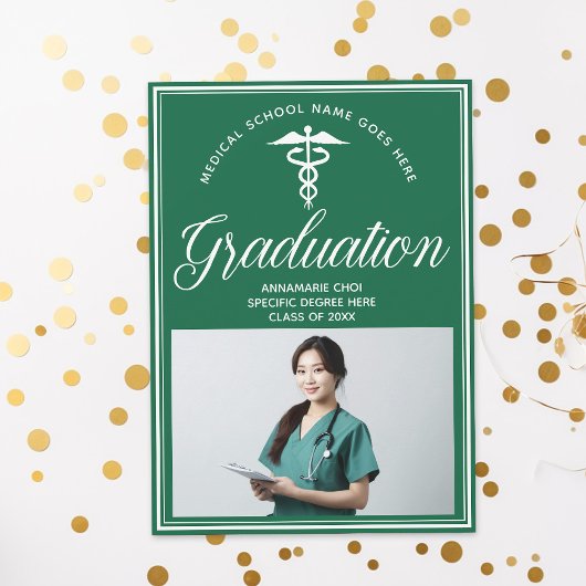 Invitation Green White Médicale School Photo Party