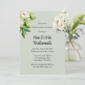 Invitation Green White Peony Élégante Bridesmaitres Déjeuner (Debout devant)