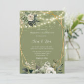 Invitation Green White Peony illumine la fête du Mariage (Debout devant)