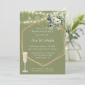 Invitation Green White Peony Lights Brunch & Bubbly (Debout devant)