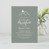 Invitation Green White Silhouette Mountain Mariage Petit déje (Debout devant)