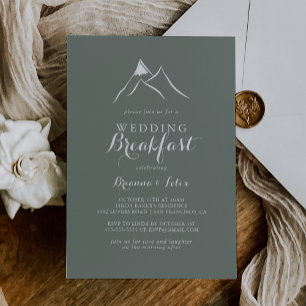 Invitation Green White Silhouette Mountain Mariage Petit déje