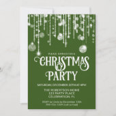 Invitation Green White String Lights Noël Fête (Devant)