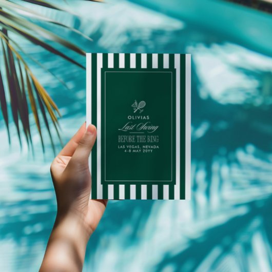 Invitation Green & White Striped Last Swing Before the Ring