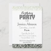 Invitation Green White Zebra Imprimer Anniversaire (Devant)