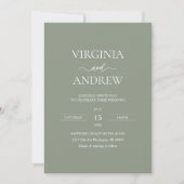 Invitation Green Wildflower Boho Wedding Modern Monogram (Devant)