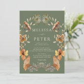 Invitation  Green Wildflower Wedding (Debout devant)