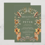 Invitation  Green Wildflower Wedding (Devant / Derrière)