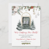 Invitation Green Winter Christmas New Address Announcement (Devant)