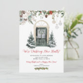 Invitation Green Winter Christmas New Address Announcement (Debout devant)