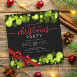 Invitation Green Winter Wonderland Company Xmas Red Ribbon<br><div class="desc">Elégante société formelle et entreprise fêté de Noël / Cocktail / Dîner Invitation modèle avec les flocons de neige verts et les lumières de Noël. Impressionnez vos amis et collègues avec ce design sophistiqué et élégant d'invitation.</div>