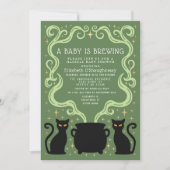 Invitation Green Witchy Baby is Brewing Baby Shower  (Devant)
