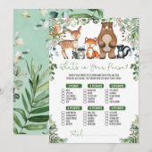 Invitation Green Woodland Ce qui est dans votre sac à main Ga (Devant / Derrière)