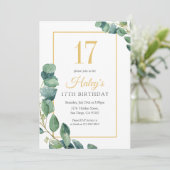 Invitation Green Wreath Chic Gold & Sage 17e anniversaire (Debout devant)