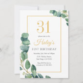 Invitation Green Wreath Chic Gold & Sage 31e anniversaire (Devant)