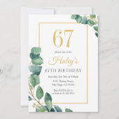 Invitation Green Wreath Chic Gold & Sage 67E Anniversaire (Devant)
