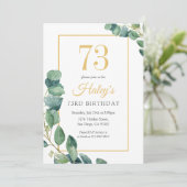 Invitation Green Wreath Chic Gold & Sage 73e anniversaire (Debout devant)