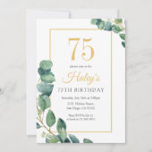 Invitation Green Wreath Chic Gold & Sage 75E Anniversaire (Devant)