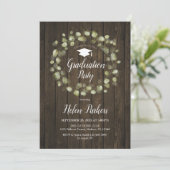 Invitation Green Wreath Rustic Graduation Party (Debout devant)