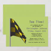Invitation Green Yellow Golf Drapeau Retraite Party Invitatio (Devant / Derrière)