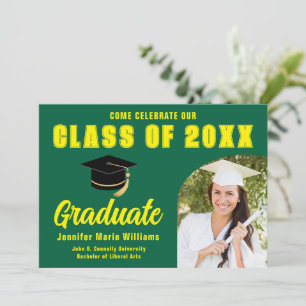 Invitation Green Yellow Graduate Photo 2025 Graduation Party