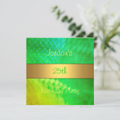 Invitation Green Yellow Swirl Gold 25e fête d'anniversaire (Debout devant)