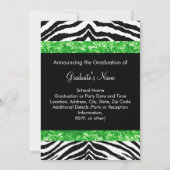 Invitation Green Zebra Sparkle Girls Graduation Party (Dos)