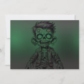 Invitation Green Zombie Enfant & Slime Halloween fête d'anniv (Dos)