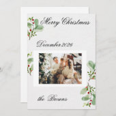 Invitation Greenery Berry Christmas Photo Card (Devant / Derrière)