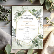 Greenery boho gold geometric watercolour wedding